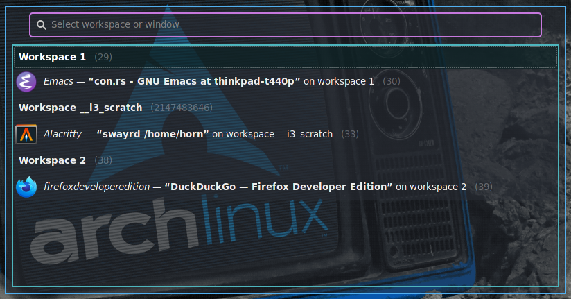 A screenshot of swayrswitch-workspace-or-window